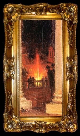 framed  Charles Courtney Curran Electric Fountain : World